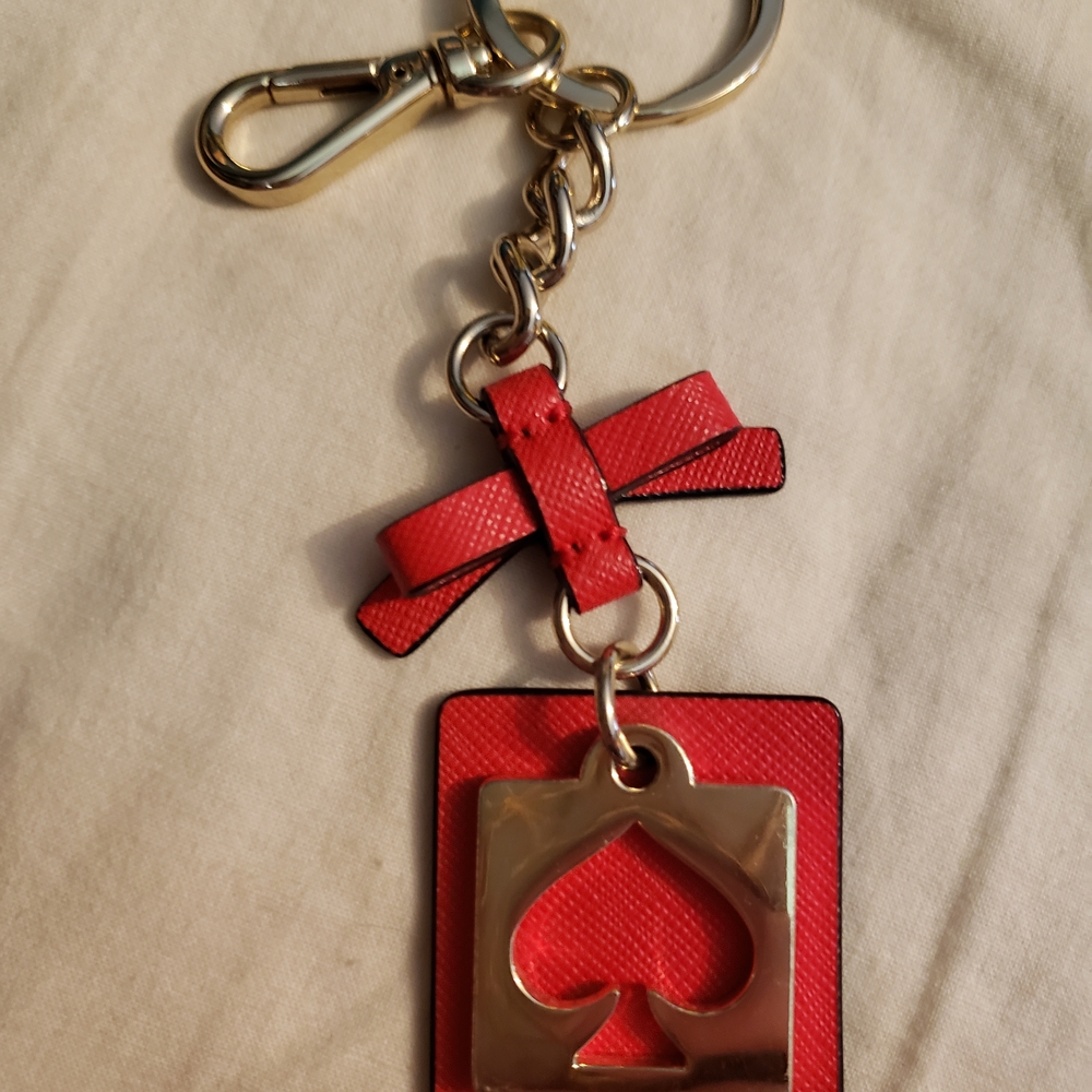 Kate Spade Red and Gold Key Holder with Spade Charm
